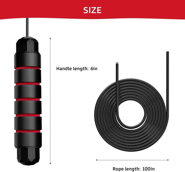 Alt view image 5 of 7 - Adjustable Speed Jump Rope with Ball Bearings, Durable Steel Cable and Soft Foam Handles for Cardio Workout, Weight Loss, Home Gym Exercise