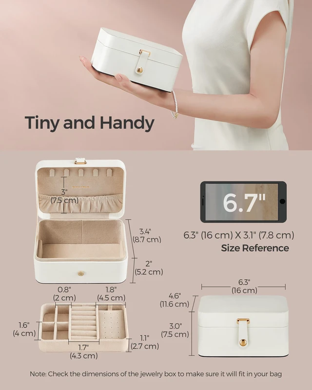 Alt view image 5 of 6 - SONGMICS 2-Layer Travel Jewelry Organizer Portable Case