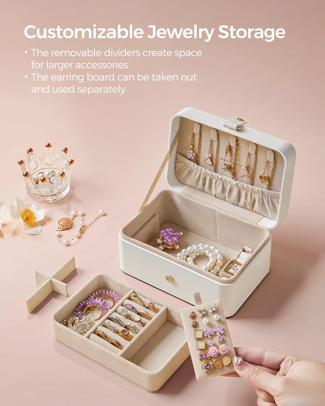 Alt view image 4 of 6 - SONGMICS 2-Layer Travel Jewelry Organizer Portable Case