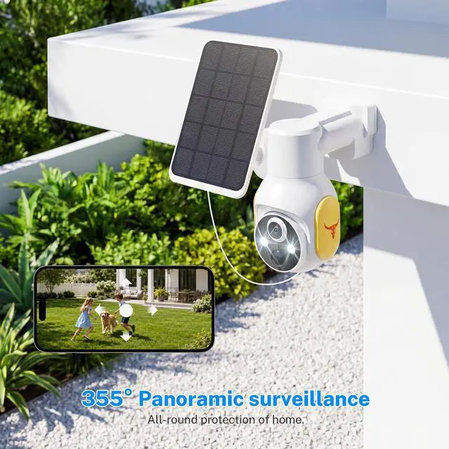 Alt view image 2 of 4 - 4G LTE Cellular Security Camera Wireless Outdoor, No Wi-Fi Solar Powered Camera, 360° Live View, Color Night Vision, PIR Motion Sensor, Two-Way Talk, Built-in SIM Card, Unlimited Plan