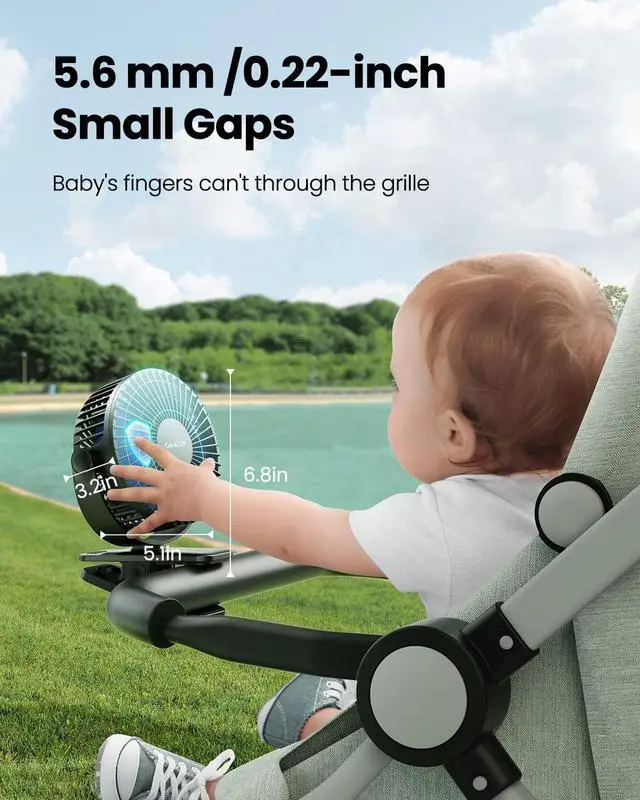 Alt view image 3 of 4 - Gaiatop Portable Clip on Fan, Mini Personal Quiet Rechargeable Fan