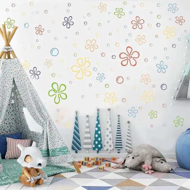 Alt view image 3 of 4 - 156PCS Under The Sea Wall Decals Colorful Bubble & Flower Stickers for Kids Room, Bathroom, Windows, Laptop, Birthday Party Decor 6 Sheets 30x20cm, Static Cling, Removable, Ocean Theme