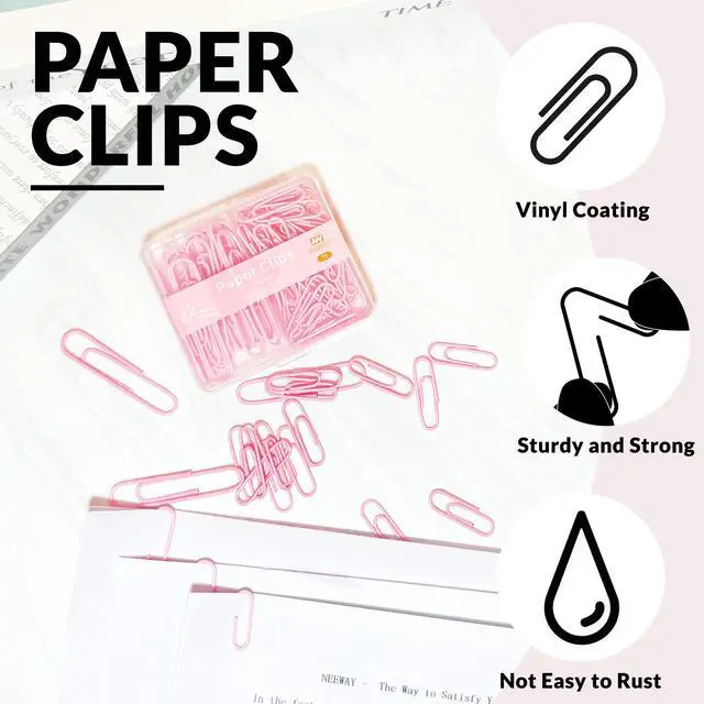 Alt view image 3 of 6 - NEEWAY 70Pcs Colored Paper Clips, Assorted Sizes Small and Large, Light Pink