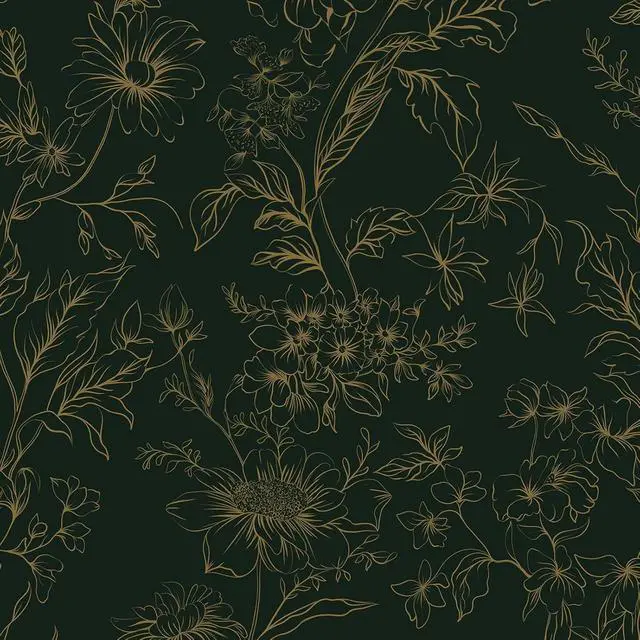 Alt view image 4 of 6 - Hopepak 43.9cm x 199.9cm Gold Green Floral Peel and Stick Wallpaper, Self-Adhesive Removable Waterproof Contact Paper, Vinyl Roll for Bedroom Living Room Bathroom