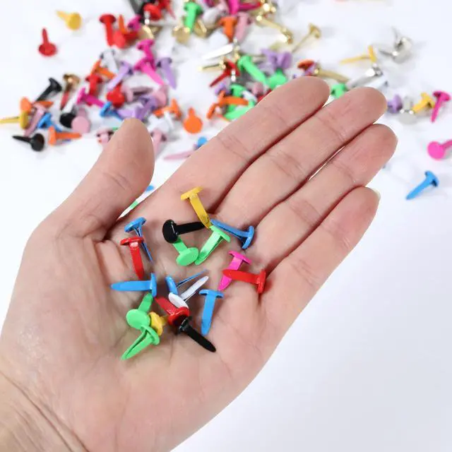 Alt view image 5 of 5 - 180Pcs Paper Crafts, 12 Colors Wide Band Paper Fasteners, Metal Paper Fasteners, Mini Stands, for DIY Craft Projects, Scrapbooking, Split Pins