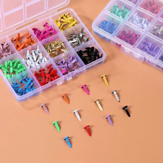 Alt view image 2 of 5 - 180Pcs Paper Crafts, 12 Colors Wide Band Paper Fasteners, Metal Paper Fasteners, Mini Stands, for DIY Craft Projects, Scrapbooking, Split Pins
