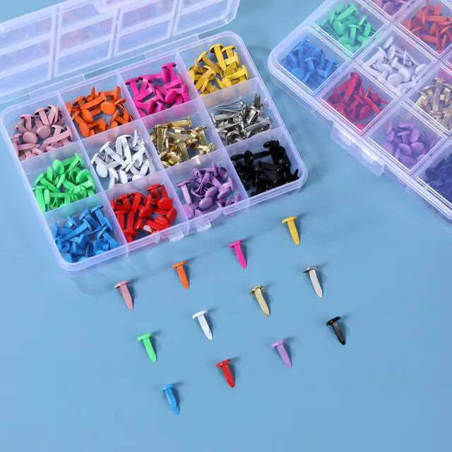 Alt view image 4 of 5 - 180Pcs Paper Crafts, 12 Colors Wide Band Paper Fasteners, Metal Paper Fasteners, Mini Stands, for DIY Craft Projects, Scrapbooking, Split Pins