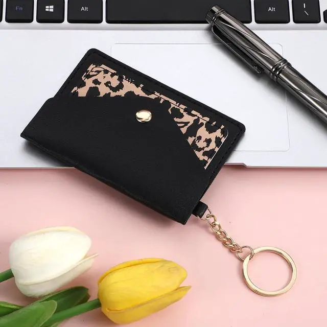 Alt view image 6 of 7 - 1 Pack Birth Control Pill Case Set, 4.3x3 Inches, PU Leather Wallet Pill Holder Privacy Protection, with Key Ring, for Pill Card Organizer, Black