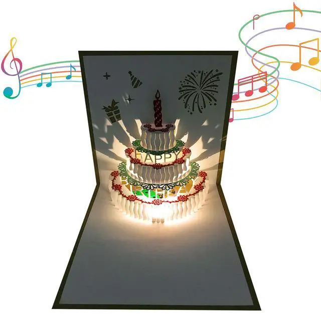 Alt view image 4 of 5 - 3D Pop-up Birthday Card with Warm Color LED Lights and Music, 1 Pack, for Mom, Wife, Sister, Friend, Boy, Girl
