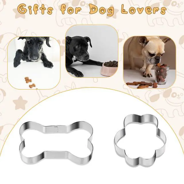 Alt view image 6 of 7 - 6-Piece Dog Bone Cookie Cutter Set, 3 Sizes Stainless Steel Dog Bone and Paw Print Cookie Cutters for Themed Parties, Homemade Treats and Baking