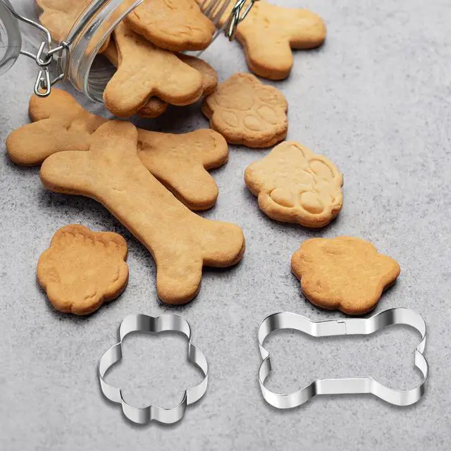 Alt view image 2 of 7 - 6-Piece Dog Bone Cookie Cutter Set, 3 Sizes Stainless Steel Dog Bone and Paw Print Cookie Cutters for Themed Parties, Homemade Treats and Baking