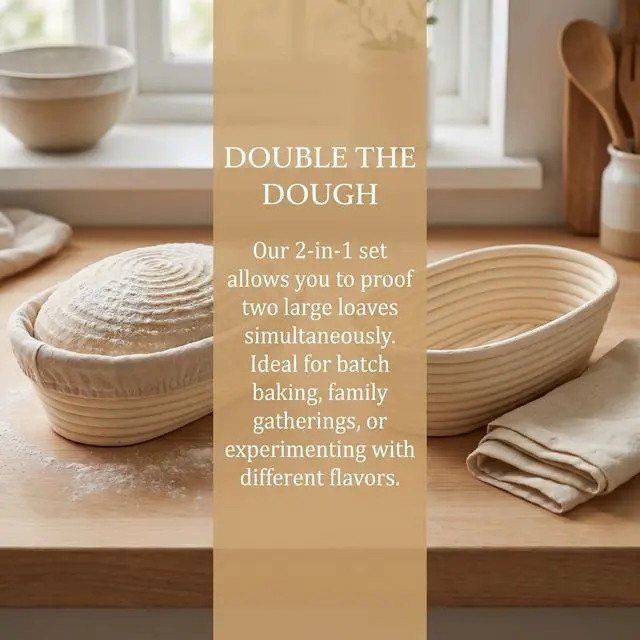 Alt view image 5 of 5 - 2 Pieces 11-Inch Oval Bread Proofing Basket Linen Liner, Sourdough Banneton Cover, Baking Dough Basket Cloth Liner (28x15x8 cm)