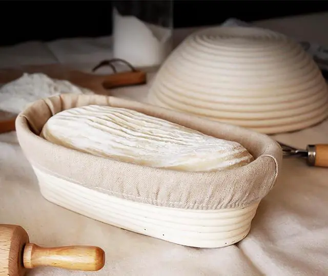 Alt view image 3 of 5 - 2 Pieces 11-Inch Oval Bread Proofing Basket Linen Liner, Sourdough Banneton Cover, Baking Dough Basket Cloth Liner (28x15x8 cm)