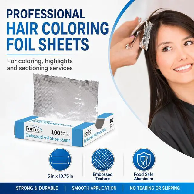 Alt view image 4 of 7 - ForPro Professional Embossed Pop-Up Foil Sheets for Salon Hair Color & Highlights, Pre-Cut, Non-Slip Embossed Texture, 5in x 27.30cm, 100 Sheets