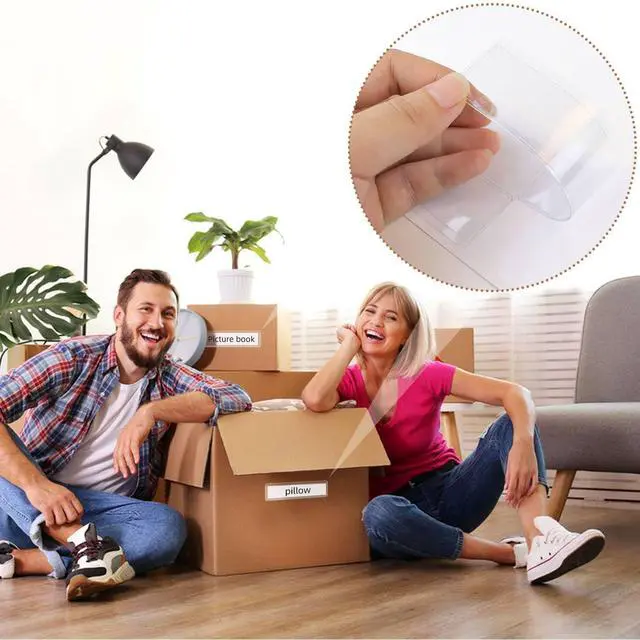 Alt view image 3 of 7 - 40 Pack Self-Adhesive Clear Plastic Index Card Pockets, Label Holder for Mailbox Bookshelf Supermarket Storage Box, Shelf Tag Pouch