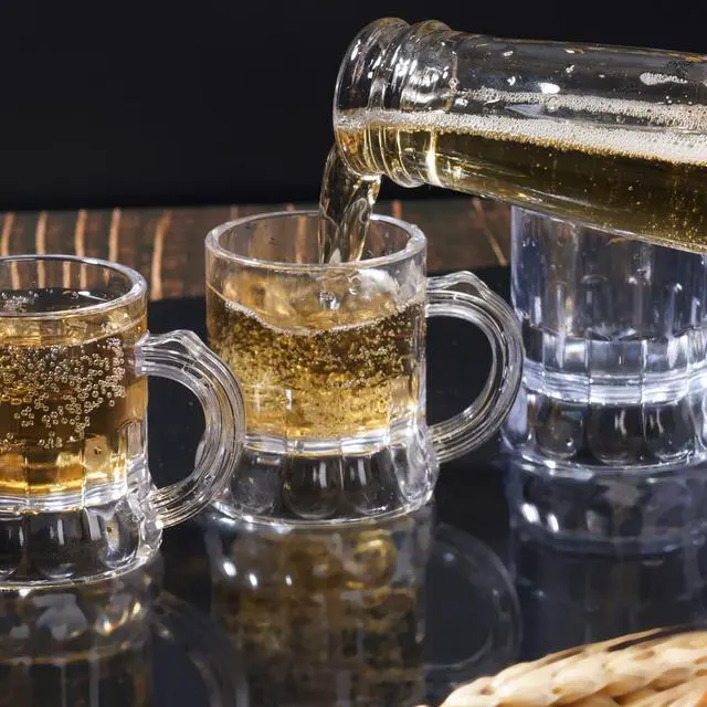 Alt view image 5 of 6 - YAXINRUI Mini Mug Shot Glasses 1 oz Plastic Beer Tasting Glasses for Beer Fest Birthday Weddings Party Supplies BBQ Picnics 1.75'' Tall 12 Pieces