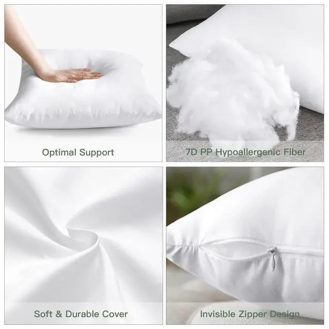 Alt view image 3 of 6 - OTOSTAR Throw Pillow Insert 12x20 Cushion Inner Soft Fluffy Plump White Decorative Pillow Pad