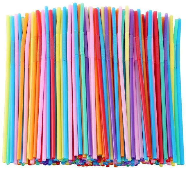 Main image of 100 Pcs Flexible Bendy Plastic Straws, 12.8" Extra Long Colorful Disposable for Party Decorations, Fits 60 oz Tumblers & Large Cups