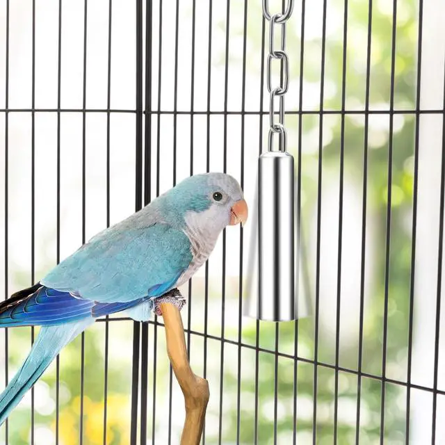 Alt view image 3 of 7 - Wontee Stainless Steel Hanging Bell Bite Toy for Bird Cage Parrot Parakeet Budgie Cockatiel Conure African Greys (S)