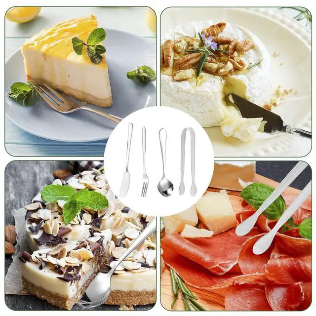 Alt view image 3 of 7 - 18 Pieces Silver Stainless Steel Charcuterie Board Accessories Set - Spreader Knives, Mini Serving Tongs, Spoons, Forks and Honey Dippers