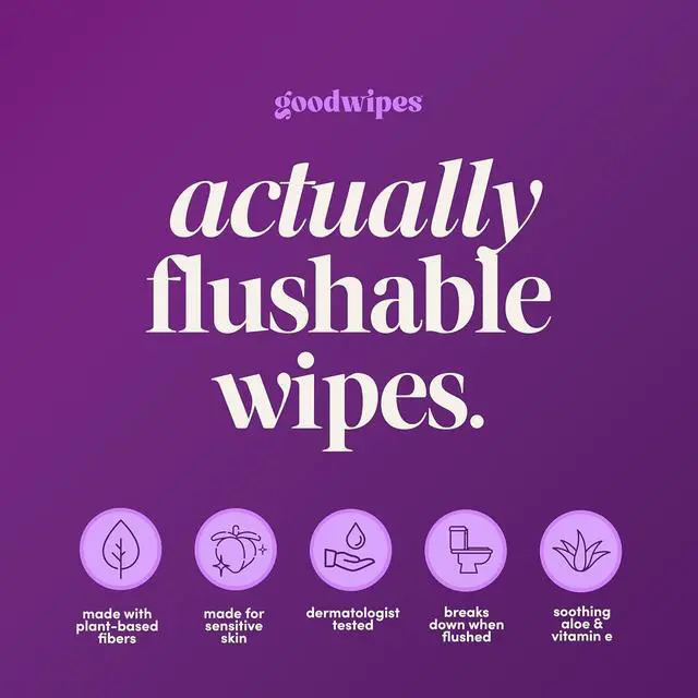 Alt view image 2 of 6 - Goodwipes Flushable Wipes Lavender, Individually Wrapped, Travel Size, pH Balanced for Feminine Hygiene, 32 Count (1 Pack)