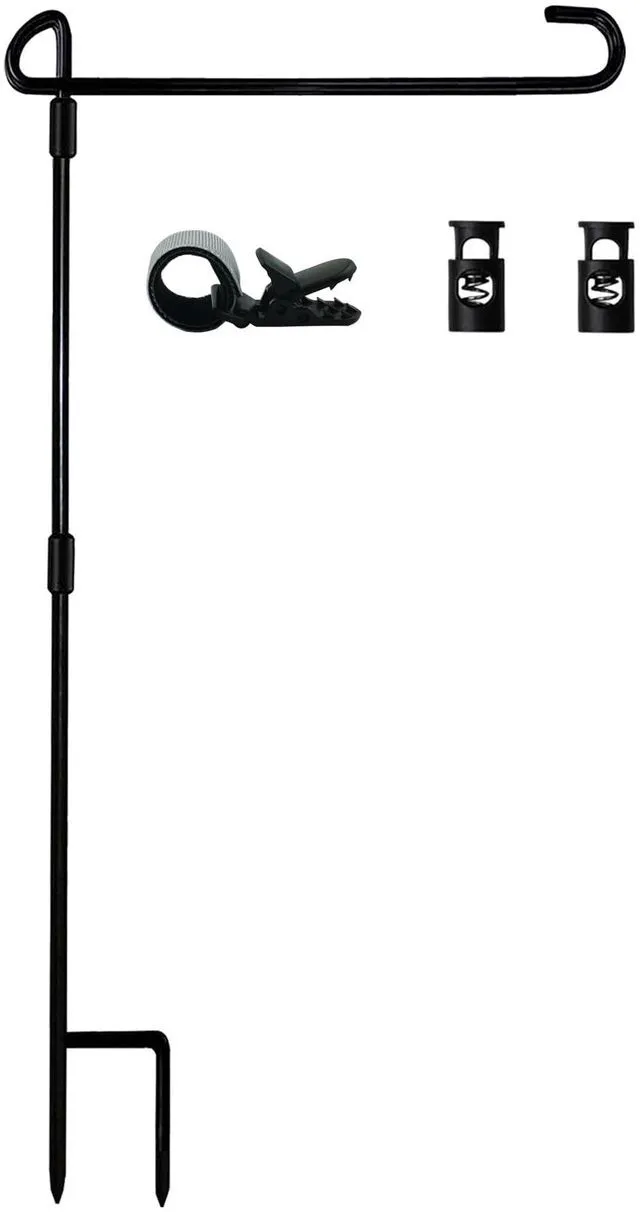 Main image of Garden Flag Stand with Flag Stopper and Clip, Waterproof Powder-Coated Paint for House, Decorative Yard, and Seasonal Flags