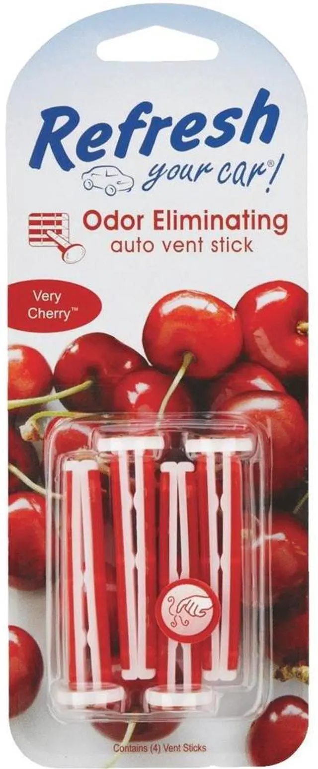Main image of Refresh Your Car Air Freshener, Odor Eliminator, Set of 4 Auto Vent Sticks, Very Cherry Scent