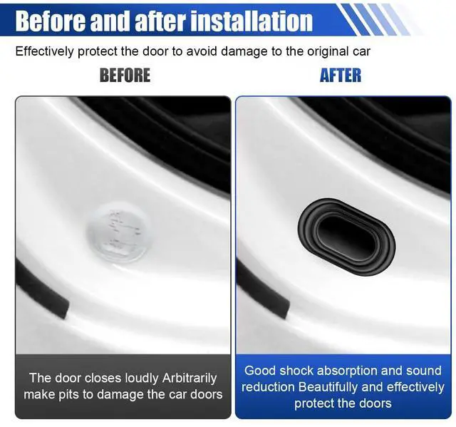 Alt view image 2 of 6 - 16PCS Silicone Car Door Shock Absorber Anti-Collision Soundproof Crash Pad Self-Adhesive Buffer Pad for Cars SUV Truck