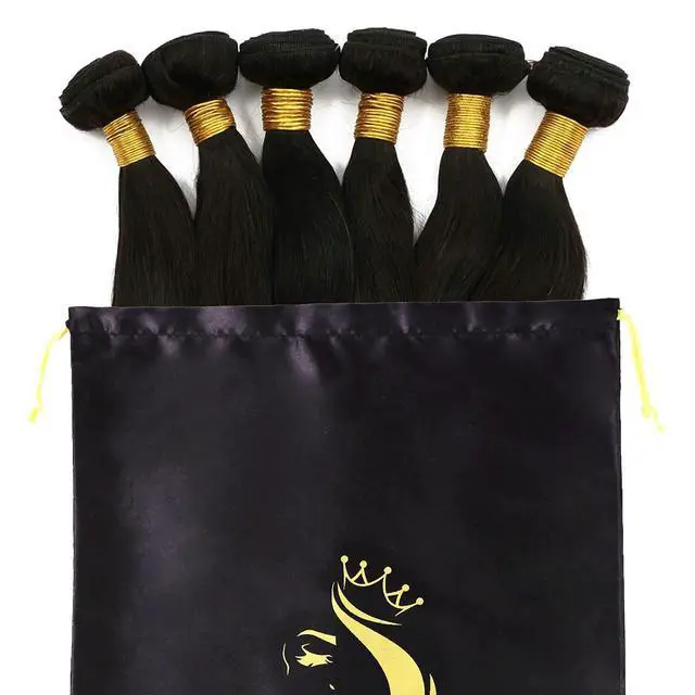 Alt view image 5 of 6 - 2PCS Satin Soft Silky Drawstring Storage Pouches Organizers for Hair Extensions Bundles Styling Tools Gift Containers (Black)
