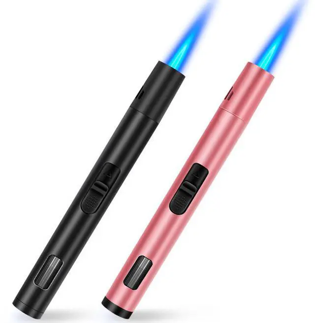 Main image of LcFun 2 Pack Refillable Butane Torch Lighter with Visible Fuel Window, Windproof Adjustable Jet Flame for Candle, Grill, BBQ, Camping, Fireworks (Butane Not Included)