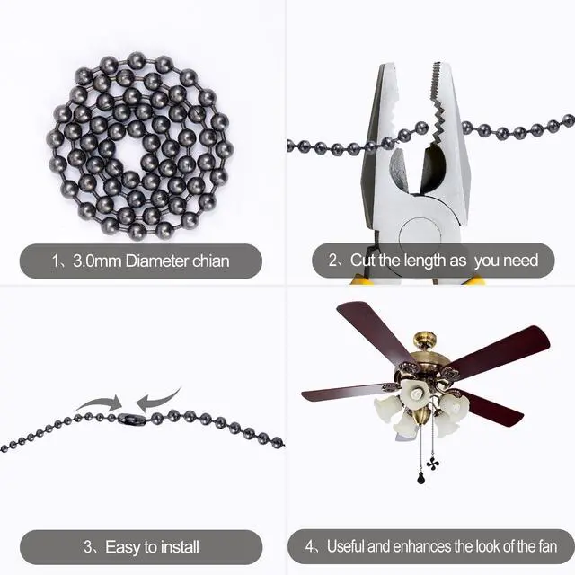 Alt view image 3 of 7 - 2 Pack 12 Inch Fan Light Bulb Shaped Ceiling Fan Pull Chain Extension Set, Decorative Fan Pull Pendants for Bedroom Living Room (1 Light and 1 Fan)