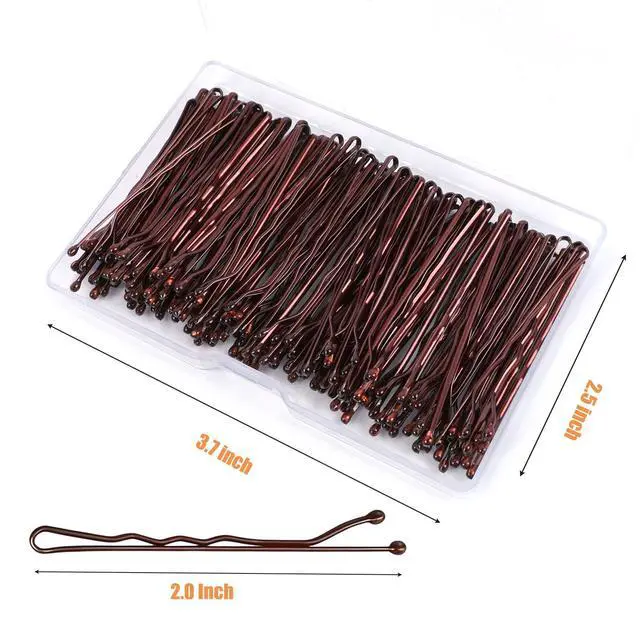 Alt view image 2 of 6 - 100Pcs Premium Brown Wavy Bobby Pins Kit with Storage Box for Women Girls Kids, 2inch