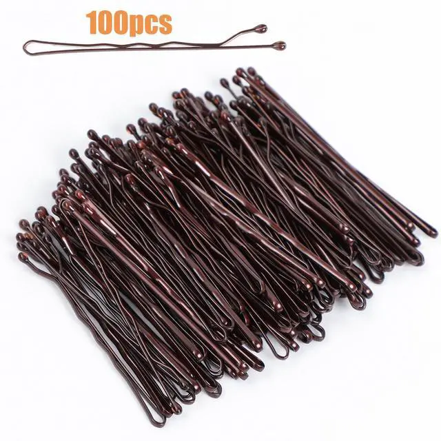 Alt view image 4 of 6 - 100Pcs Premium Brown Wavy Bobby Pins Kit with Storage Box for Women Girls Kids, 2inch
