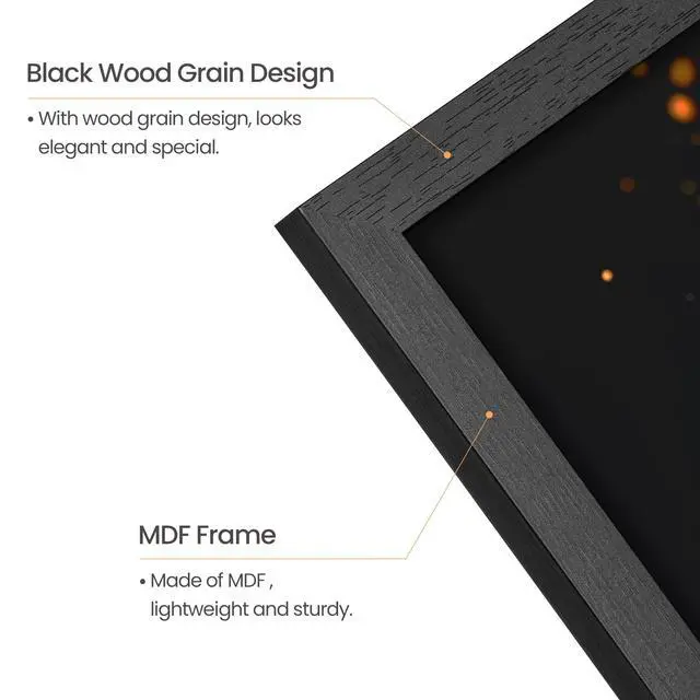 Alt view image 4 of 6 - Upsimples 12x16 Wall Gallery Picture Frame, Engineered Wood, Black, 1 Pack