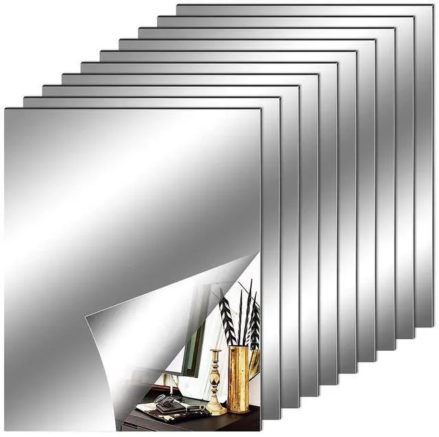 Main image of Fantasyon 10-Piece Flexible Mirror Sheets, Self-Adhesive Plastic Mirror Tiles, Non-Glass Stickers, 8x10 Inch