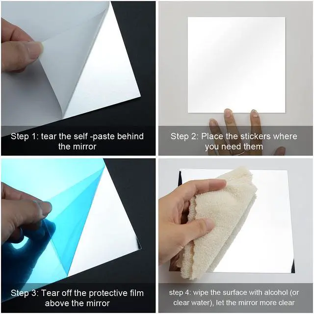 Alt view image 7 of 7 - Fantasyon 10-Piece Flexible Mirror Sheets, Self-Adhesive Plastic Mirror Tiles, Non-Glass Stickers, 8x10 Inch