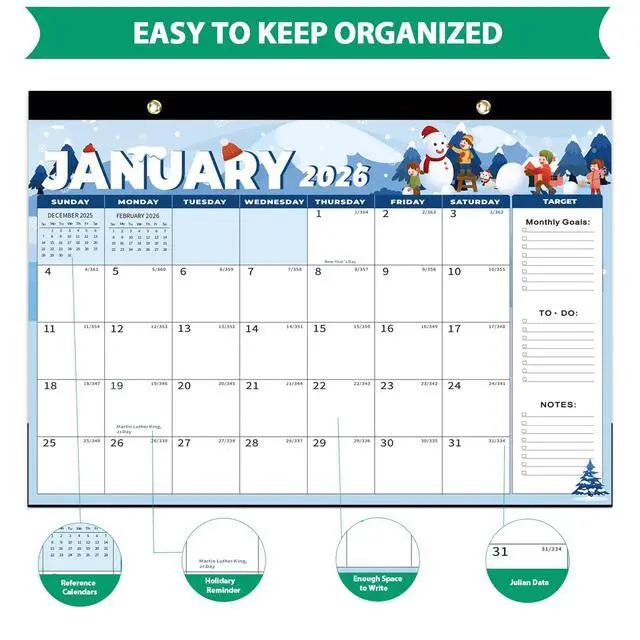 Alt view image 3 of 7 - 18 Months Desk Calendar 2026 - January 2026 to June 2027, 17"x12" Desktop/Wall Monthly Calendar for Home, School, Office