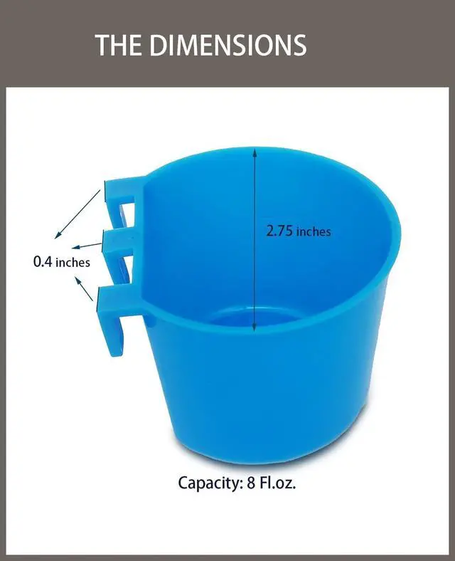 Alt view image 2 of 5 - 10 Pack 8oz Cage Cups Bird Feeders Seed Bowl Chicken Feeding Watering Dish Rabbit Water Food Hanging Wire Cages Box for Pet Parrot Parakeet Gamefowl Poultry Pigeon
