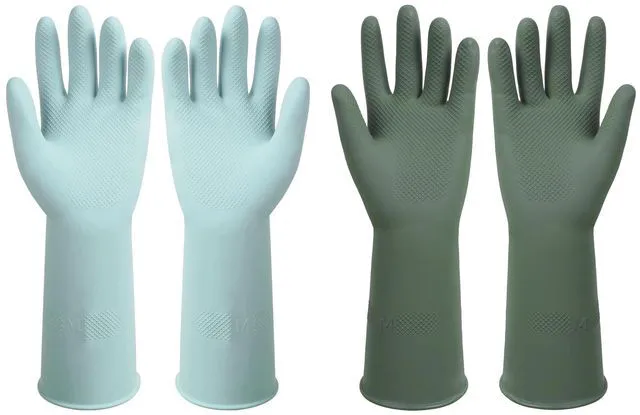Main image of 2Pairs Rubber Reusable Dishwashing Gloves, Non-Slip, Long-lasting