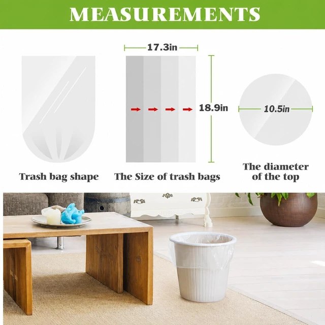 Alt view image 5 of 7 - Teivio 3 Gallon 120 Count Small Trash Bags, 3.1-3.2 Gallon / 10 Liter Fits, Clear, Bathroom Waste Basket Liners for Home Office Kitchen