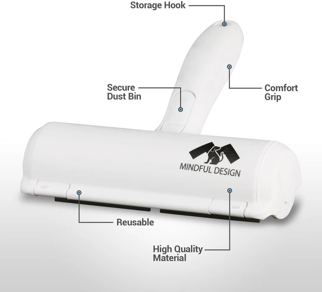 Alt view image 5 of 6 - Mindful Design Reusable Pet Hair Remover and Lint Roller - Portable Multi-Surface Fur Removal Tool for Furniture, Carpet, Clothing, and Bedding