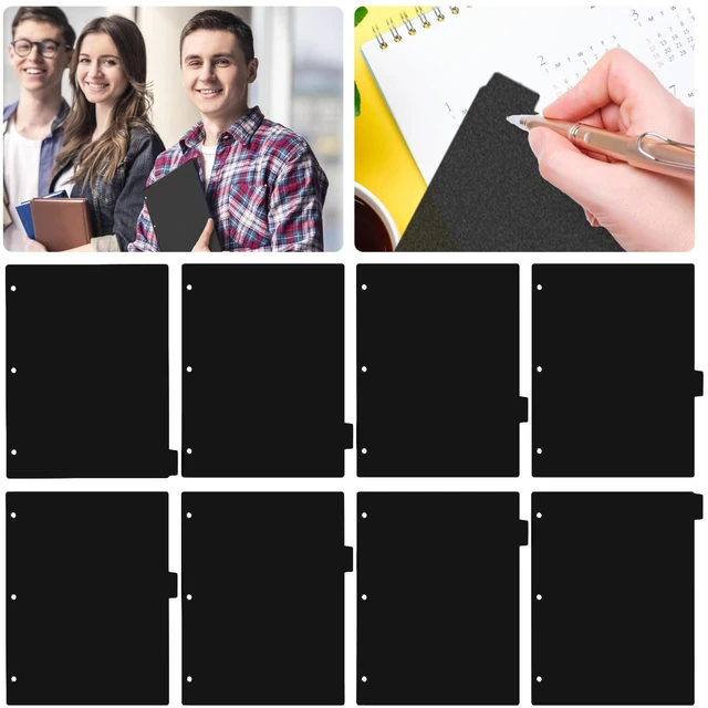 Alt view image 4 of 7 - Black 3-Ring 8-Tab Sturdy Plastic Binder Divider Set, Aesthetic Dividers for Notebooks and Binders