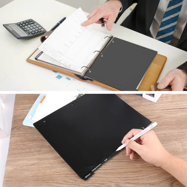 Alt view image 3 of 7 - Black 3-Ring 8-Tab Sturdy Plastic Binder Divider Set, Aesthetic Dividers for Notebooks and Binders