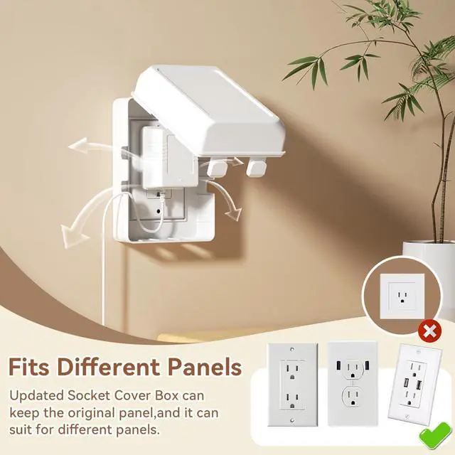 Alt view image 5 of 6 - EUDEMON Updated Baby Safety Electrical Outlet Cover Box, 1 Pack, Childproof Plug Cover, More Space for Large Plugs, Easy to Install & Use, White