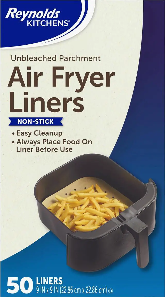 Main image of Reynolds Kitchens Disposable Air Fryer Liners, Unbleached Parchment Paper Sheets, 50 Count