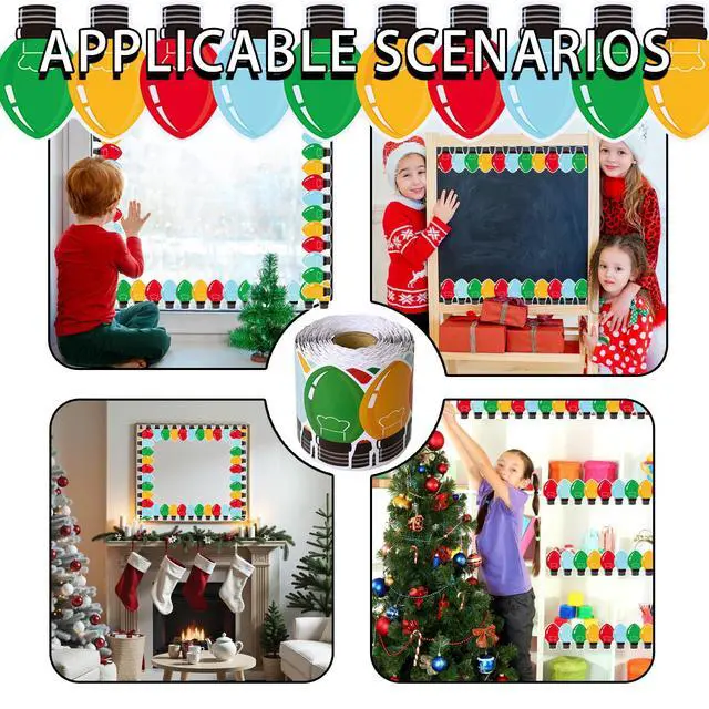 Alt view image 4 of 7 - 69 Feet Christmas Bulletin Board Border Xmas Light Decorative for School Classroom Office Chalkboard Party Decor