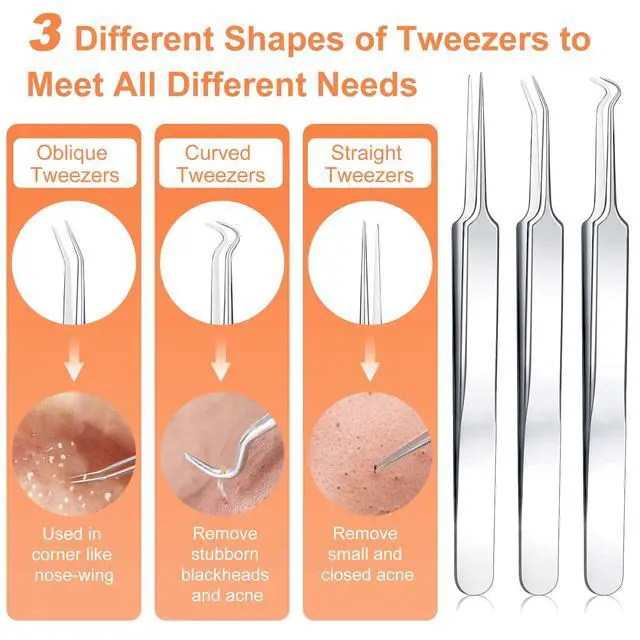 Alt view image 2 of 7 - IUMAKEVP 15PCS Professional Stainless Steel Blackhead Remover Comedone Extractor Acne Removal Kit with Metal Case (Silver)