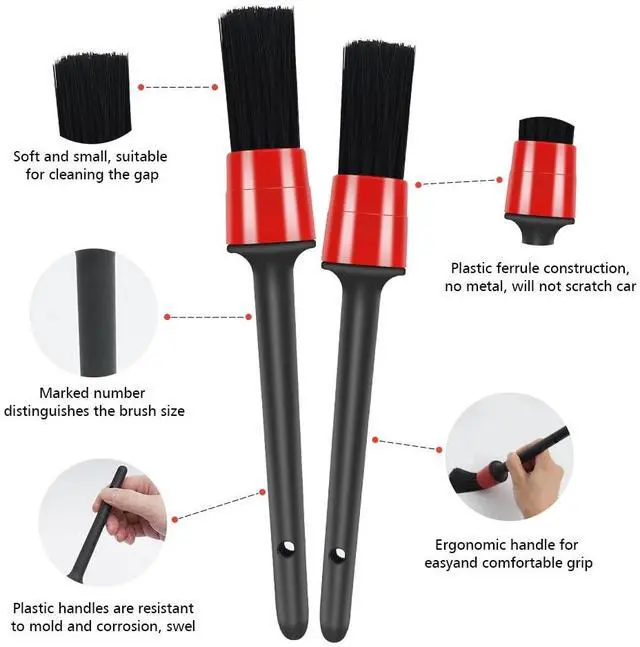 Alt view image 3 of 7 - 9-Piece Detailing Brush Set with Interior Cleaning, Steel Wire & Tire Brushes
