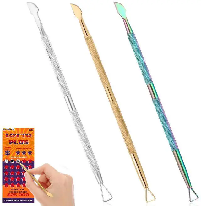 Main image of 3 Pack Metal Lottery Ticket Scratcher, Label Scraper, Scratch Off Tool for Gift Cards & PIN Numbers
