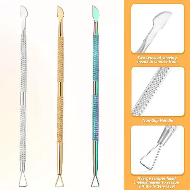 Alt view image 4 of 7 - 3 Pack Metal Lottery Ticket Scratcher, Label Scraper, Scratch Off Tool for Gift Cards & PIN Numbers